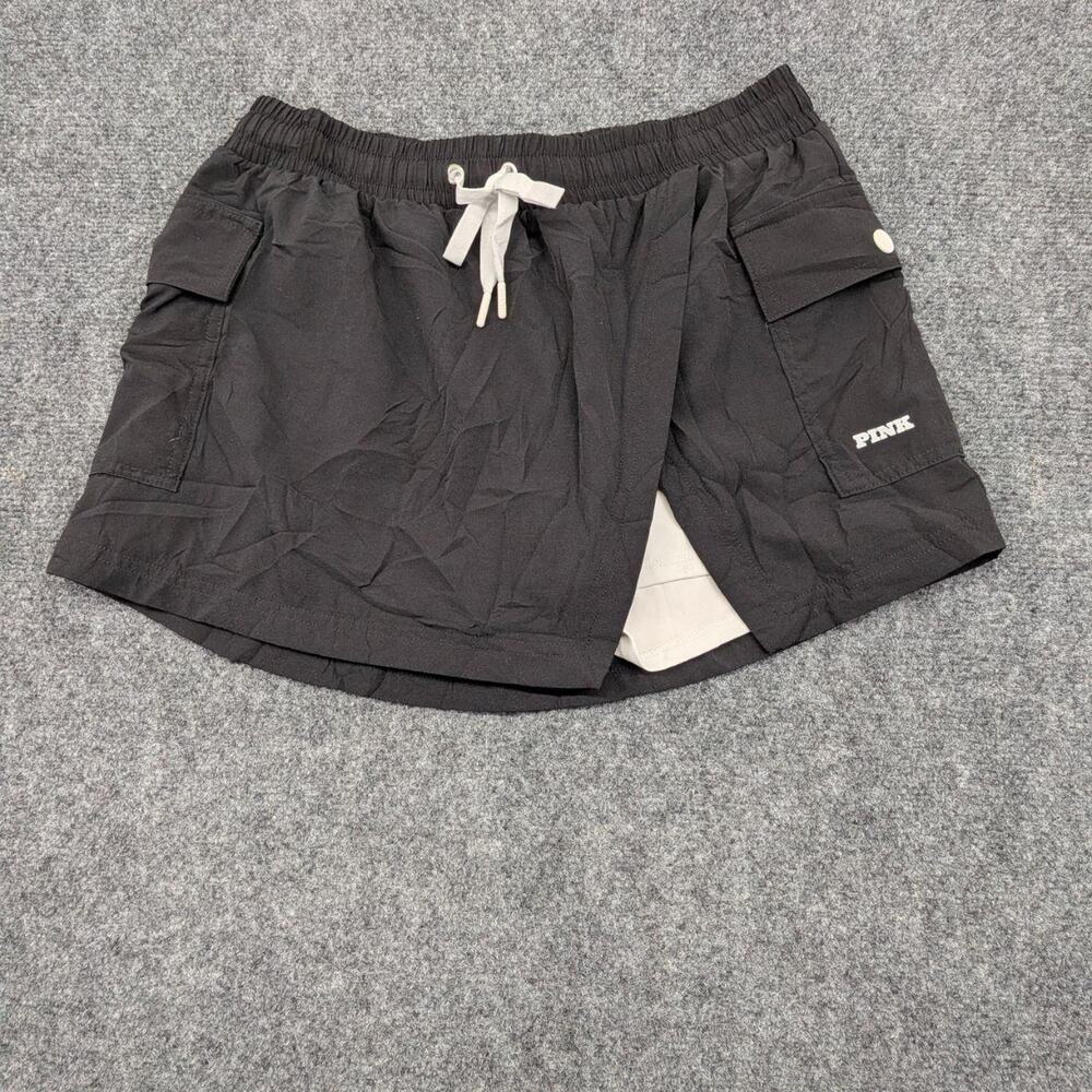 Victoria's Secret PINK Shorts Womens Medium Black Tie Waist Workout Sport Bottom